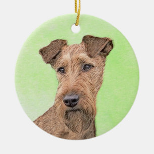 Irish Terrier Painting - Cute Original Dog Art Ceramic Ornament