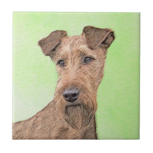 Irish Terrier Painting - Cute Original Dog Art Ceramic Tile