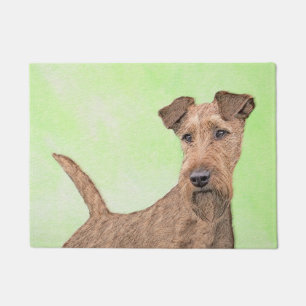 Irish Terrier Painting - Cute Original Dog Art Doormat