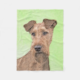 Irish Terrier Painting - Cute Original Dog Art Fleece Blanket