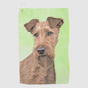Irish Terrier Painting - Cute Original Dog Art Golf Towel