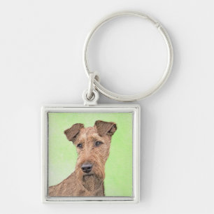 Irish Terrier Painting - Cute Original Dog Art Key Ring