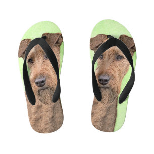 Irish Terrier Painting - Cute Original Dog Art Kid's Thongs