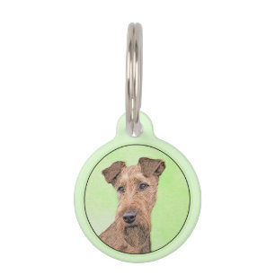 Irish Terrier Painting - Cute Original Dog Art Pet Tag