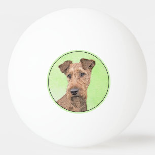 Irish Terrier Painting - Cute Original Dog Art Ping Pong Ball