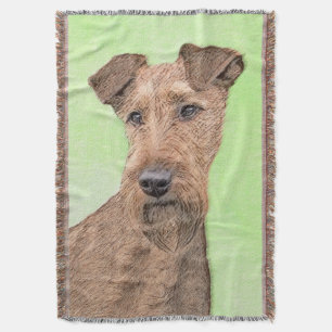 Irish Terrier Painting - Cute Original Dog Art Throw Blanket