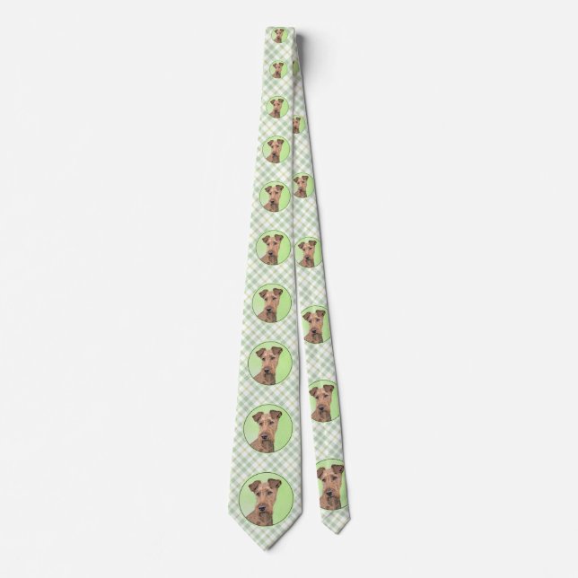 Irish Terrier Painting - Cute Original Dog Art Tie (Front)