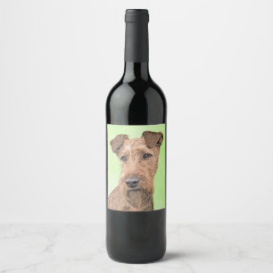 Irish Terrier Painting - Cute Original Dog Art Wine Label