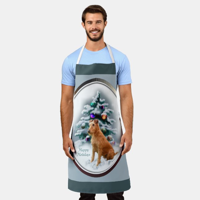 Irish Terrier Personalised Christmas Apron (Worn)