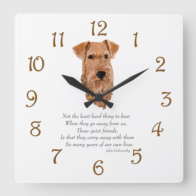 Irish Terrier Rainbow Bridge Square Wall Clock (Front)