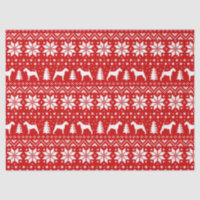 Irish Terrier Silhouettes Christmas Pattern Red