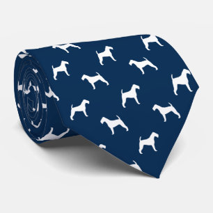 Irish Terrier Silhouettes Pattern Blue Tie