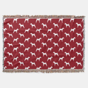 Irish Terrier Silhouettes Pattern Red Throw Blanket