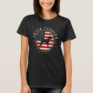 Irish Terrier Usa Flag 4th July Dog Mum Dad T-Shirt