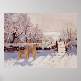 Irish Terriers in Winter Poster