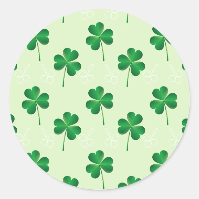 irish three leaves clover pattern classic round sticker (Front)