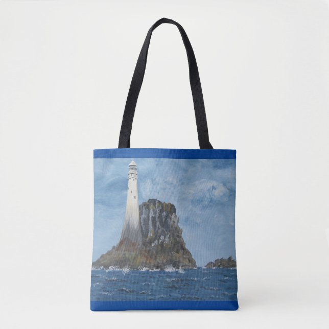 Irish Tote Bag, Fastnet Lighthouse, Cork Ireland (Front)