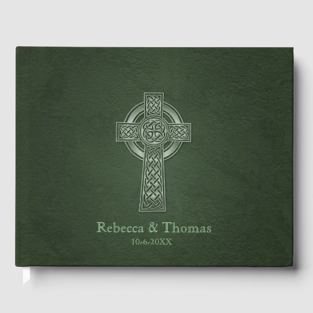 Irish Traditional Celtic Cross Wedding Guest Book (Front)