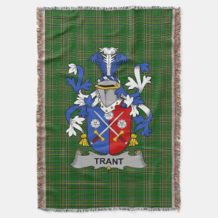 Irish Trant or Trent Coat of Arms Family Crest Ir Throw Blanket