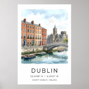 Irish Travel Wall Art - Dublin River Liffey with