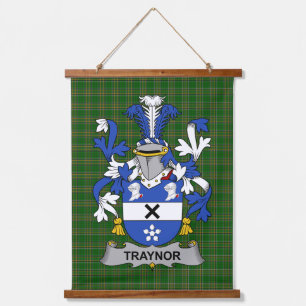 Irish Traynor or Trainer Coat of Arms Family Crest Hanging Tapestry