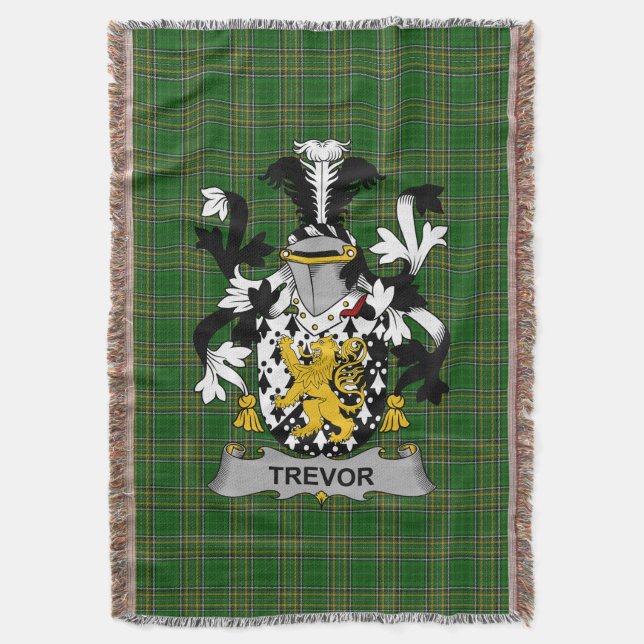  Irish Trevor Coat of Arms Family Crest Ireland Throw Blanket (Front Vertical)