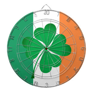 Irish tricolour flag and green lucky clover dartboard