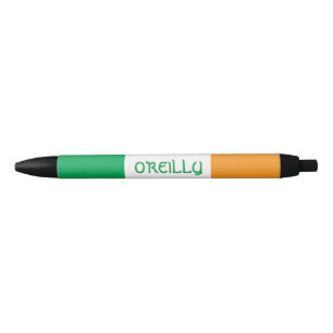Irish Tricolour Flag of Ireland Personalised  Black Ink Pen