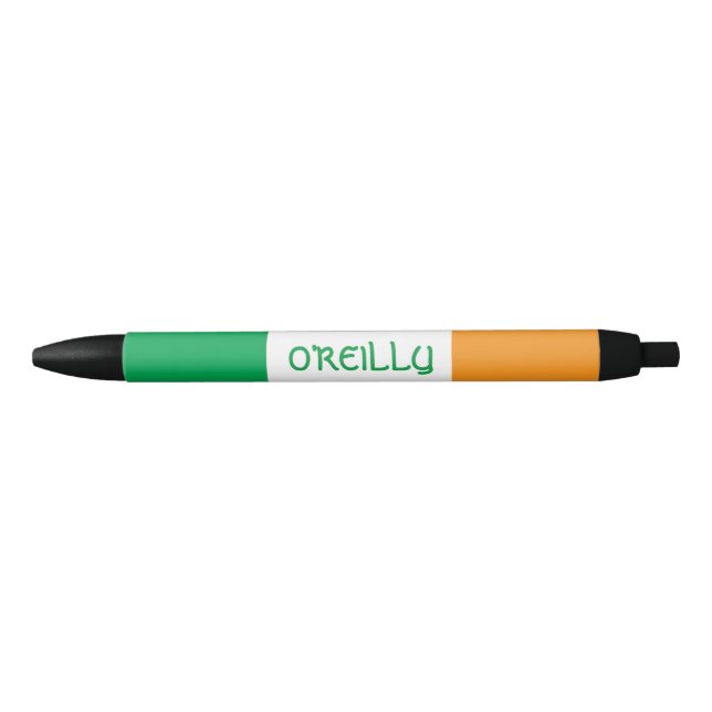 Irish Tricolour Flag of Ireland Personalised  Black Ink Pen (Front)