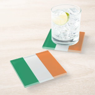 Irish tricolour flag patriotic modern glass coaster