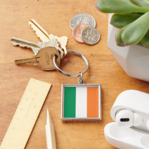 Irish tricolour flag patriotic modern key ring