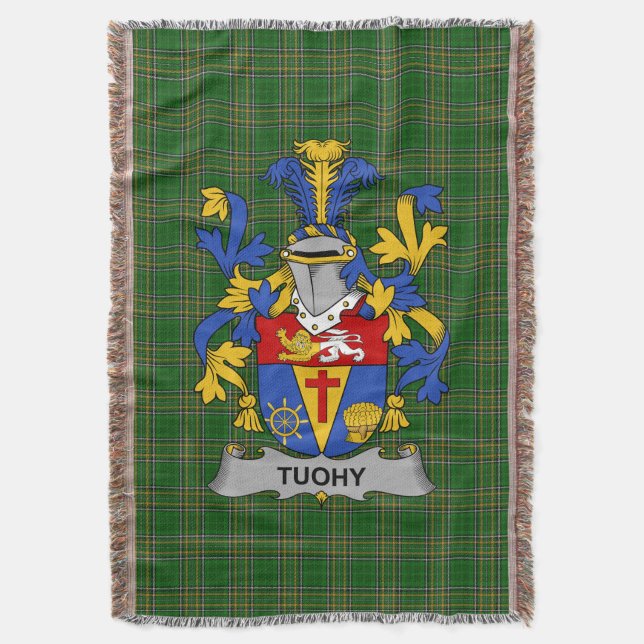  Irish Tuohy or O_Toohey Coat of Arms Family Crest Throw Blanket (Front Vertical)