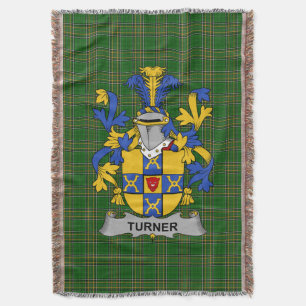 Irish Turner Coat of Arms Family Crest Ireland Throw Blanket
