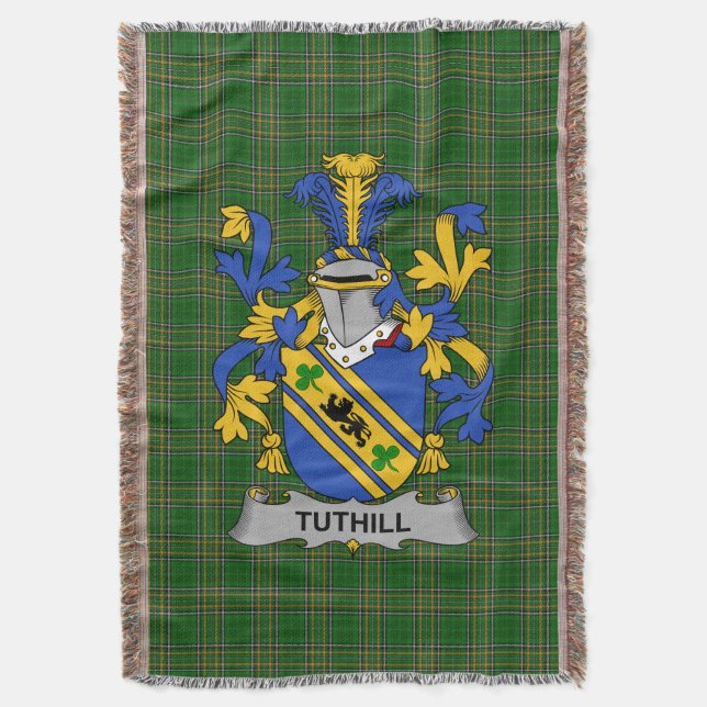  Irish Tuthill Coat of Arms Family Crest Ireland Throw Blanket (Front Vertical)