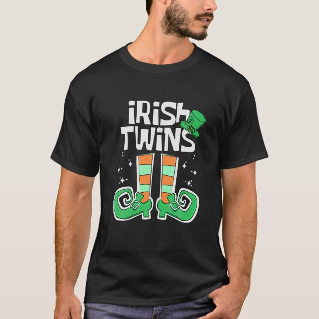 Irish Twins Funny St Patrick's Day Leprechaun Iris T-Shirt (Front)