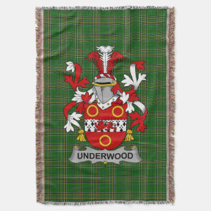 Irish Underwood Coat of Arms Family Crest Ireland Throw Blanket