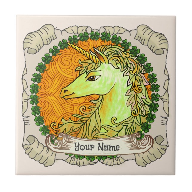 Irish Unicorn  Ceramic Tile (Front)