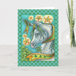 IRISH UNICORN, ST. PATRICK'S DAY FANTASY HORSE HOLIDAY CARD