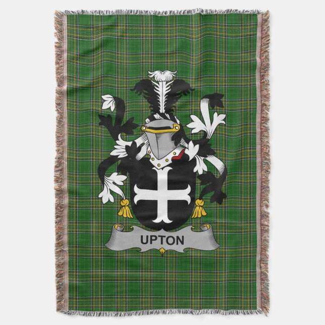  Irish Upton Coat of Arms Family Crest Ireland Throw Blanket (Front Vertical)