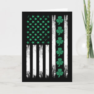 Irish Us American Flag Clovers St Patricks Shamroc Card