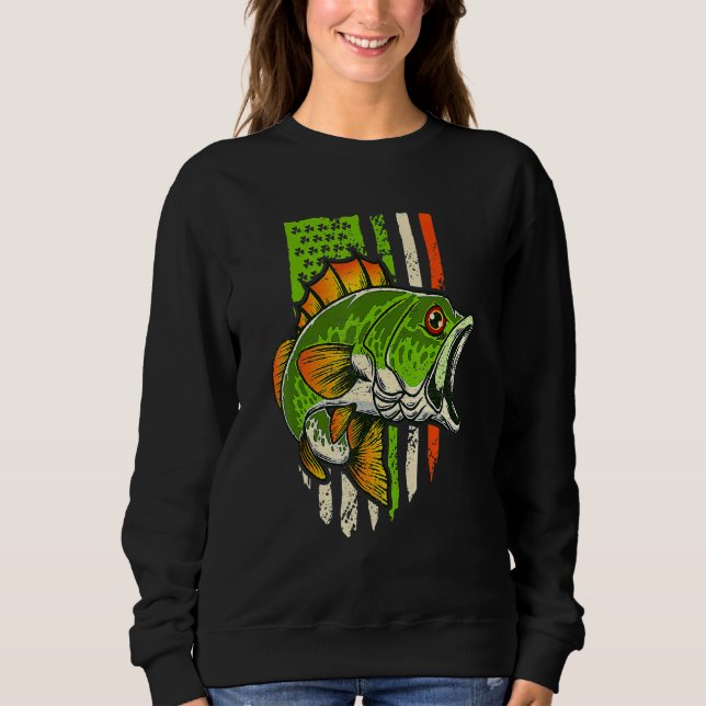 Irish US American Flag Fishing Fish St Patricks Da Sweatshirt (Front)