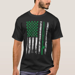 Irish US American Flag Fishing Fish St Patricks Da T-Shirt