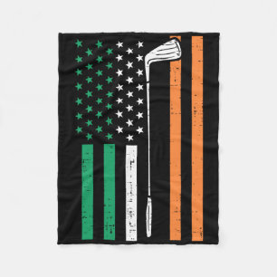 Irish Us Flag Golf Vintage St Patrick Golfing Patr Fleece Blanket