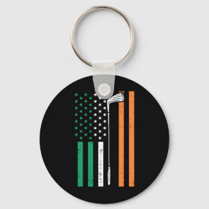 Irish Us Flag Golf Vintage St Patrick Golfing Patr Key Ring