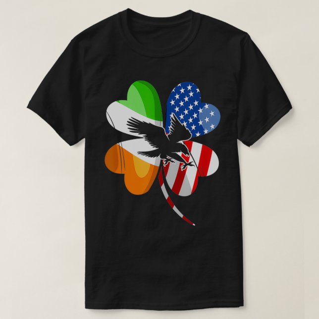 Irish USA Flag Eagle Lover St T-Shirt (Design Front)