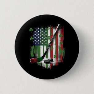 Irish Usa Flag Leprechaun Lucky Hockey St. Patrick 6 Cm Round Badge