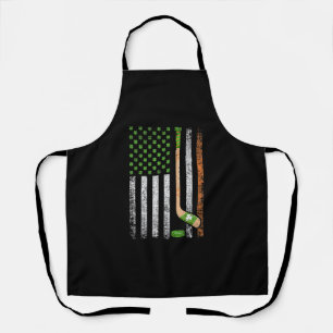 Irish USA Flag Leprechaun Lucky Hockey St. Patrick Apron
