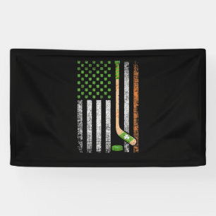 Irish USA Flag Leprechaun Lucky Hockey St. Patrick Banner