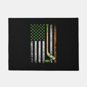 Irish USA Flag Leprechaun Lucky Hockey St. Patrick Doormat