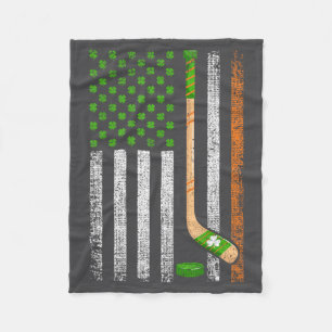 Irish Usa Flag Leprechaun Lucky Hockey St. Patrick Fleece Blanket